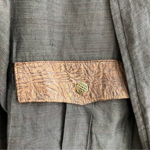 [sergio z] 100% linen leather trim strong shoulder lightweight bomber jacket 44 - Picture 5 of 8